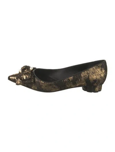 Pre-owned Ferragamo Printed Bow Accents Ballet Flats In Multi