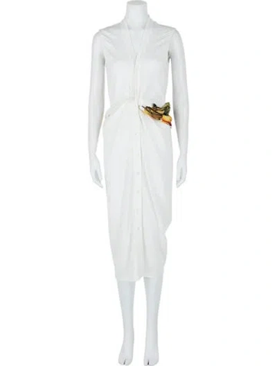 Pre-owned Ferragamo Printed Casual Dress W/ Tags In White