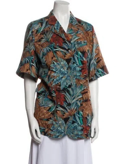 Pre-owned Ferragamo Printed Coat In Blue