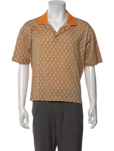 Pre-owned Ferragamo Printed Collar Polo Shirt In Orange