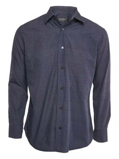 Pre-owned Ferragamo Printed Cotton Shirt In Blue