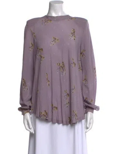Pre-owned Ferragamo Printed Crew Neck Blouse In Purple