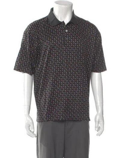 Pre-owned Ferragamo Printed Crew Neck Polo Shirt In Black