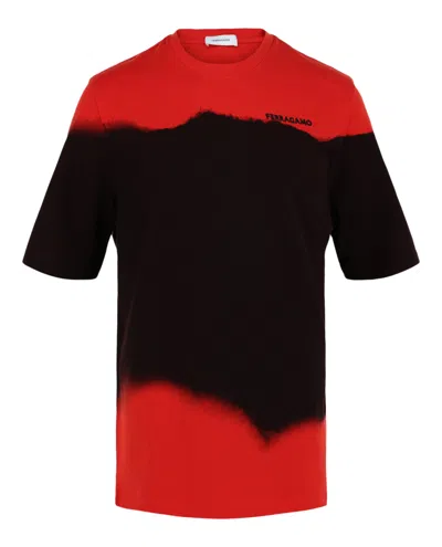 Ferragamo Printed Crewneck Short Sleeve T-shirt In Black