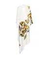 Ferragamo Long White Asymmetric Dress With Graphic Print In Viscose Blend Woman In White