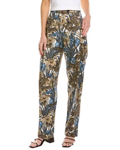 FERRAGAMO FERRAGAMO PRINTED FOLIAGE SILK & LINEN-BLEND PANT