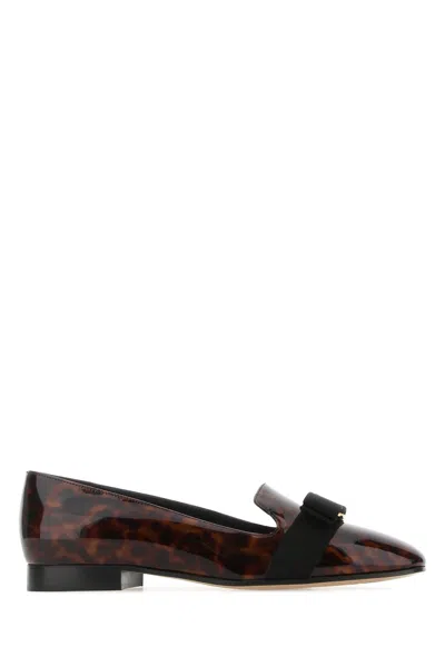 Ferragamo Printed Leather Laufer Ballerinas