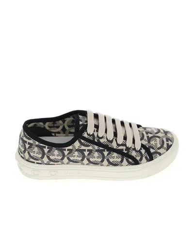 Ferragamo Printed Leisure Sports Shoes In Gray