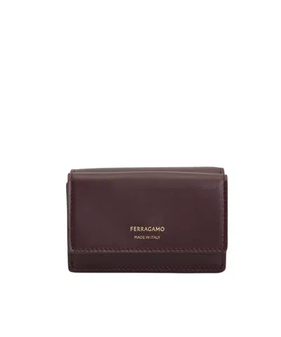 Ferragamo Printed Logo Wallet In Red