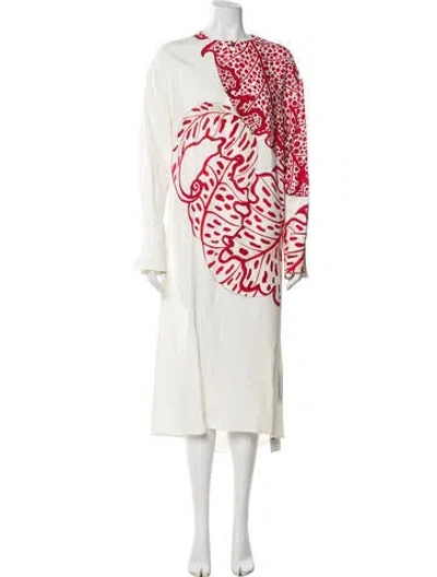Pre-owned Ferragamo Printed Long Dress W/ Tags In Pink