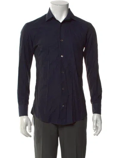 Pre-owned Ferragamo Printed Long Sleeve Dress Shirt In Black