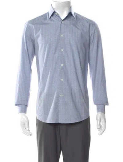Pre-owned Ferragamo Printed Long Sleeve Shirt In Blue