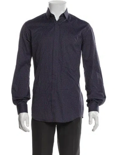 Pre-owned Ferragamo Printed Long Sleeve Shirt In Blue