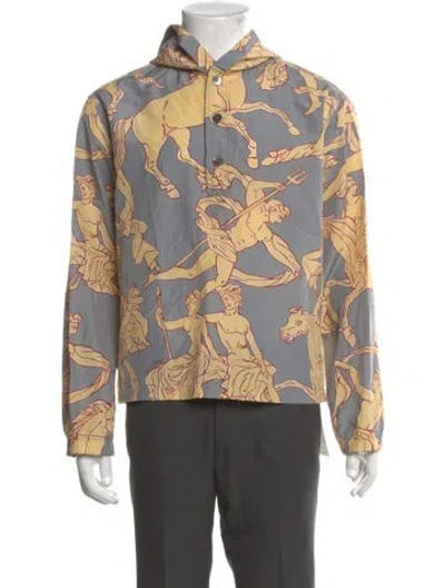 Pre-owned Ferragamo Printed Long Sleeve Shirt In Gray