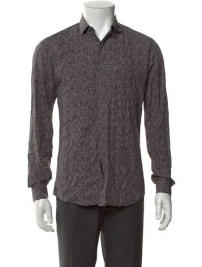 Pre-owned Ferragamo Printed Long Sleeve Shirt In Grey