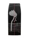 Ferragamo Printed Silk Midi Wrap Skirt In Nero