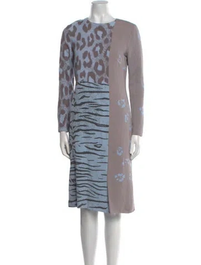 Pre-owned Ferragamo Printed Midi Length Dress In Blue