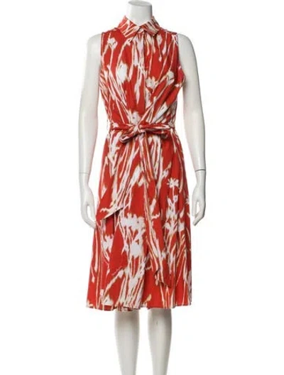 Pre-owned Ferragamo Printed Midi Length Dress In Orange
