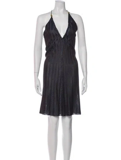 Pre-owned Ferragamo Printed Midi Length Dress W/ Tags In Gray