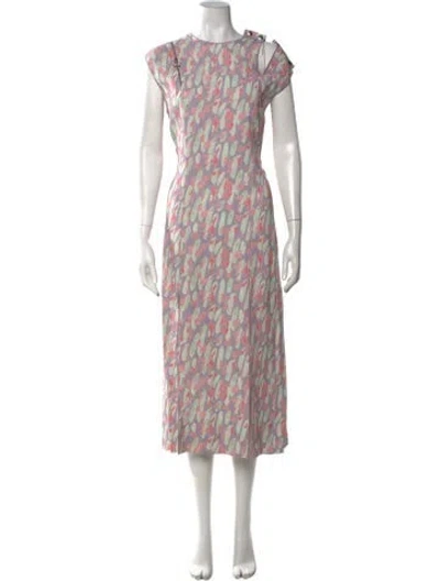 Pre-owned Ferragamo Printed Midi Length Dress W/ Tags In Purple