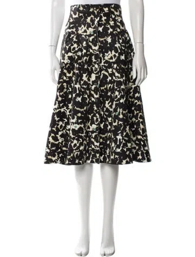 Pre-owned Ferragamo Printed Midi Length Skirt In Black