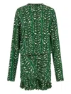 Ferragamo Mini Dress With Drape Detail In Green