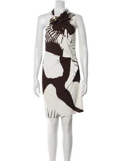 Pre-owned Ferragamo Printed Mini Dress In White