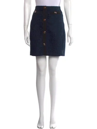 Pre-owned Ferragamo Printed Mini Skirt In Blue