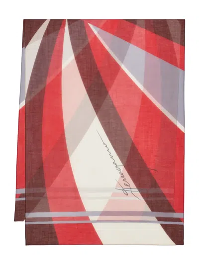 Ferragamo Linen Blend Stole In Red