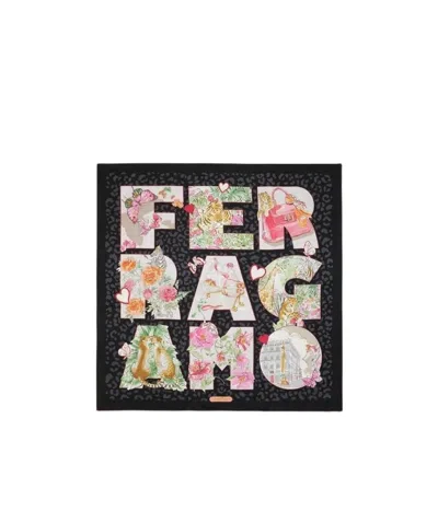 Ferragamo Printed Scarf In Black