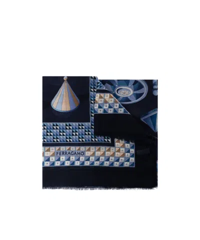 Ferragamo Printed Scarf In Black