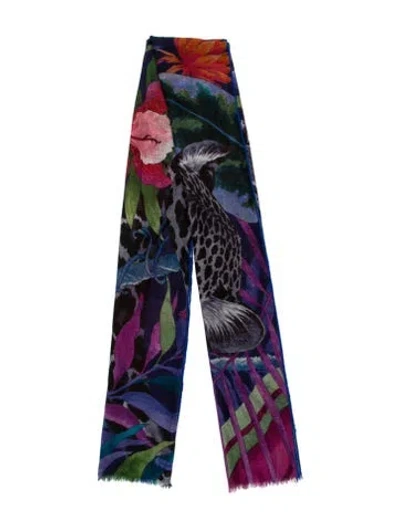Pre-owned Ferragamo Printed Scarf In Blue