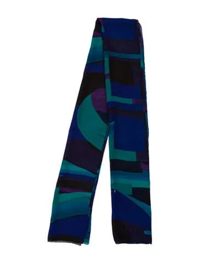 Pre-owned Ferragamo Printed Scarf In Blue