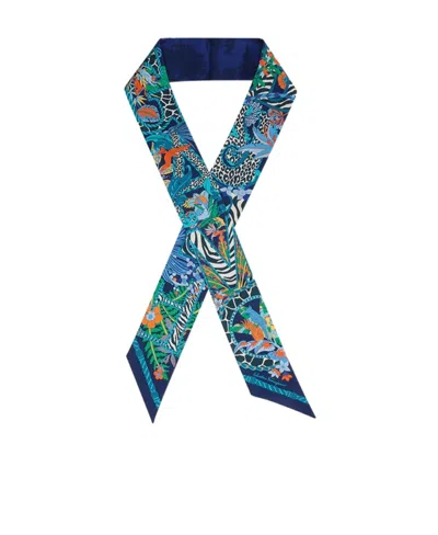 Ferragamo Printed Scarf In Blue