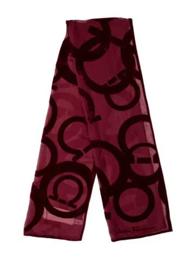 Pre-owned Ferragamo Printed Scarf In Red