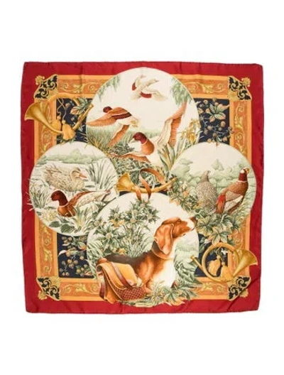 Pre-owned Ferragamo Printed Scarf In Red
