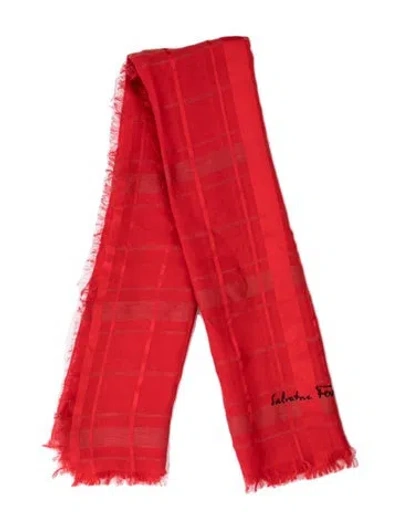 Pre-owned Ferragamo Printed Scarf In Red