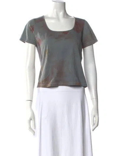 Pre-owned Ferragamo Printed Scoop Neck T-shirt In Blue