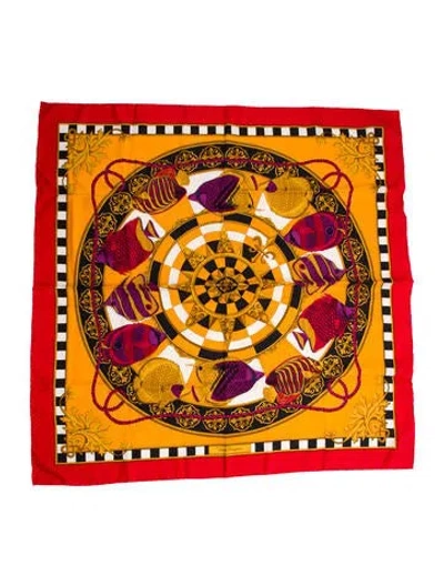 Pre-owned Ferragamo Printed Shawl In Orange