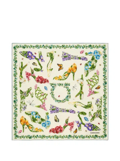 Ferragamo Printed Silk Foulard In Purple