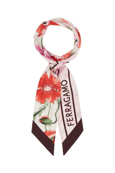 Ferragamo Floral Print Rectangular Scarf In Multicolor