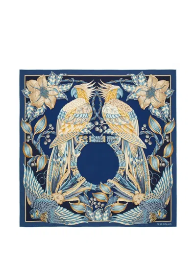 Ferragamo Printed Silk Foulard In Transparent