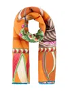 Ferragamo Silk Foulard With Floral Butterfly Print In Orange