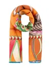 Ferragamo Silk Foulard With Floral Butterfly Print In Orange