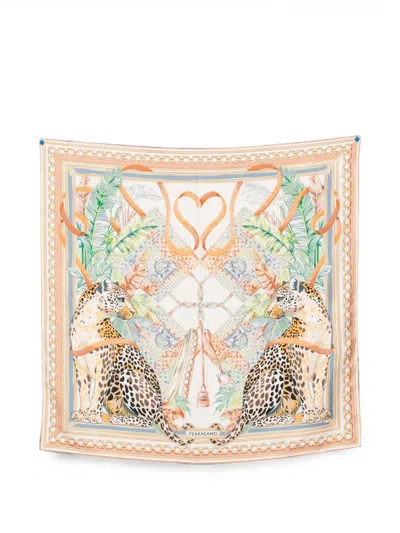 Ferragamo Printed Silk Foulard In Multi