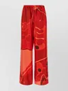 Ferragamo Printed Silk Palazzo Trousers With Elastic Waistband