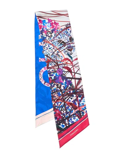 Ferragamo Printed Silk Scarf In Blue