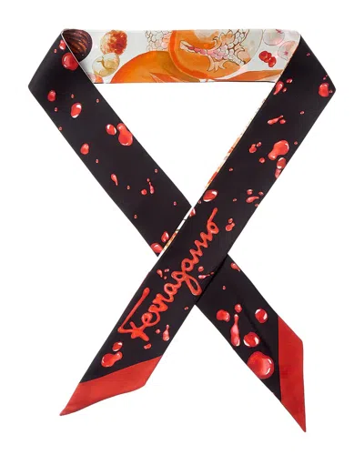 Ferragamo Printed Silk Scarf In Black