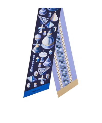 Ferragamo Printed Silk Scarf In Blue