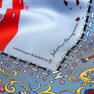 Ferragamo Printed Silk Scarf In Blue